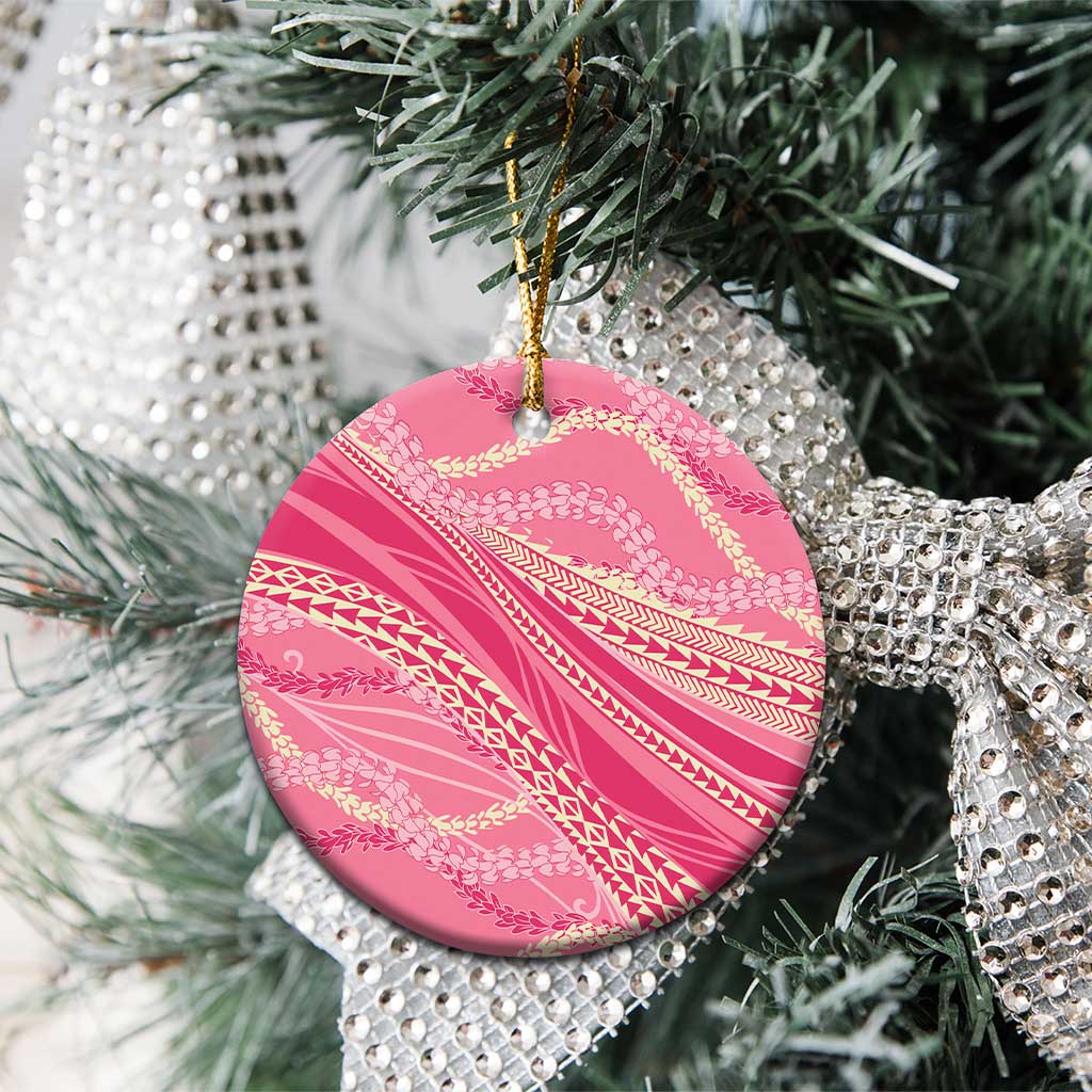 Polynesian Puakeniken Pikake Twisted Lei Ceramic Ornament Rose Pink LT7 - Polynesian Pride