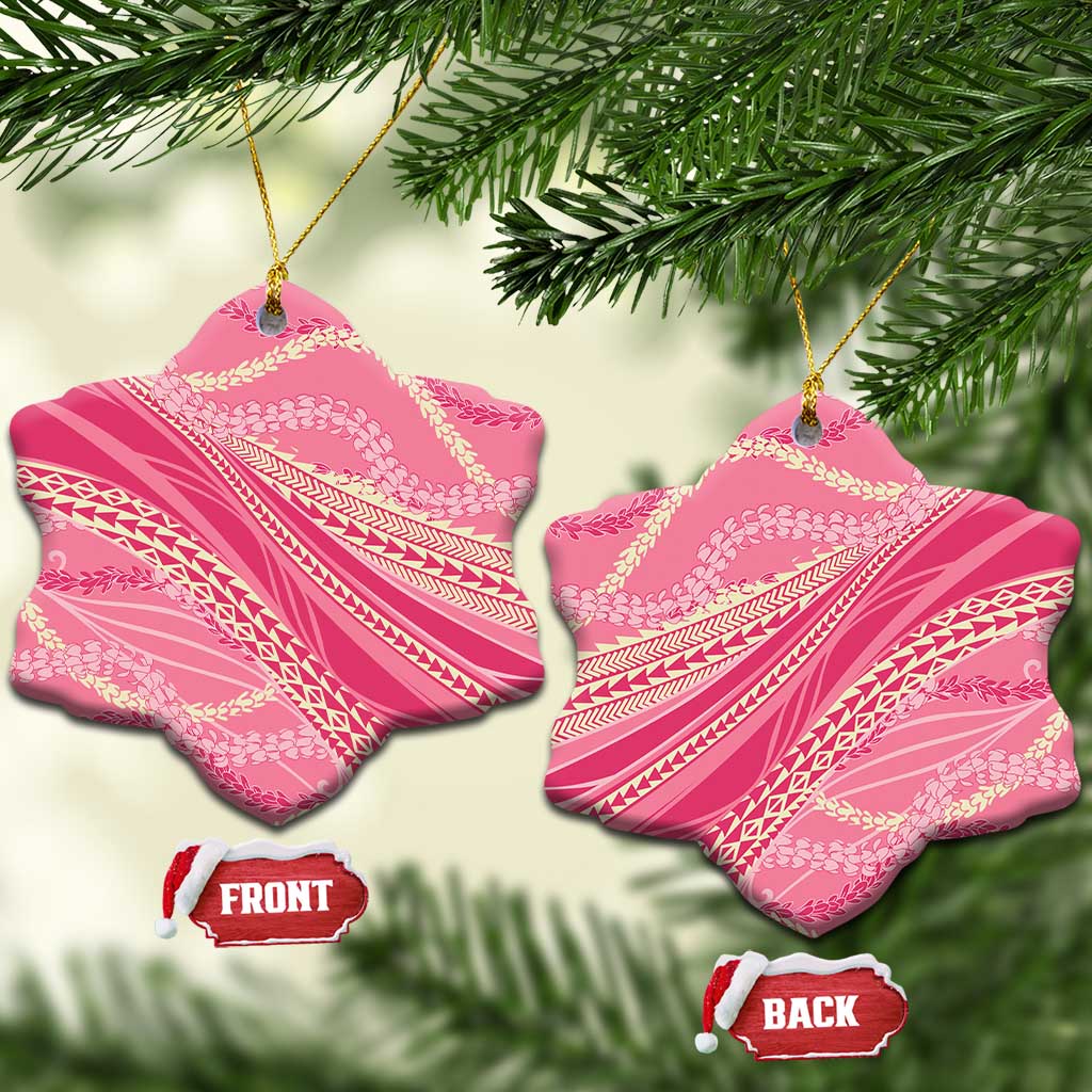 Polynesian Puakeniken Pikake Twisted Lei Ceramic Ornament Rose Pink LT7 Snow Flake Rose Pink - Polynesian Pride