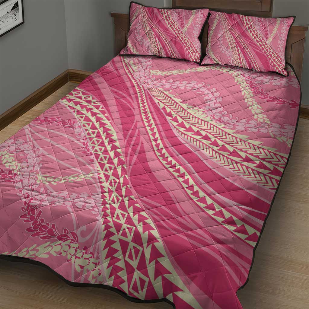 Polynesian Puakeniken Pikake Twisted Lei Quilt Bed Set Rose Pink LT7 - Polynesian Pride