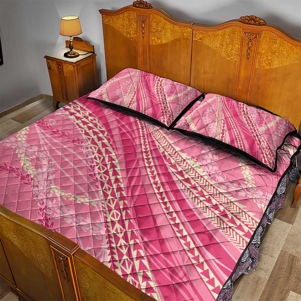 Polynesian Puakeniken Pikake Twisted Lei Quilt Bed Set Rose Pink LT7 - Polynesian Pride
