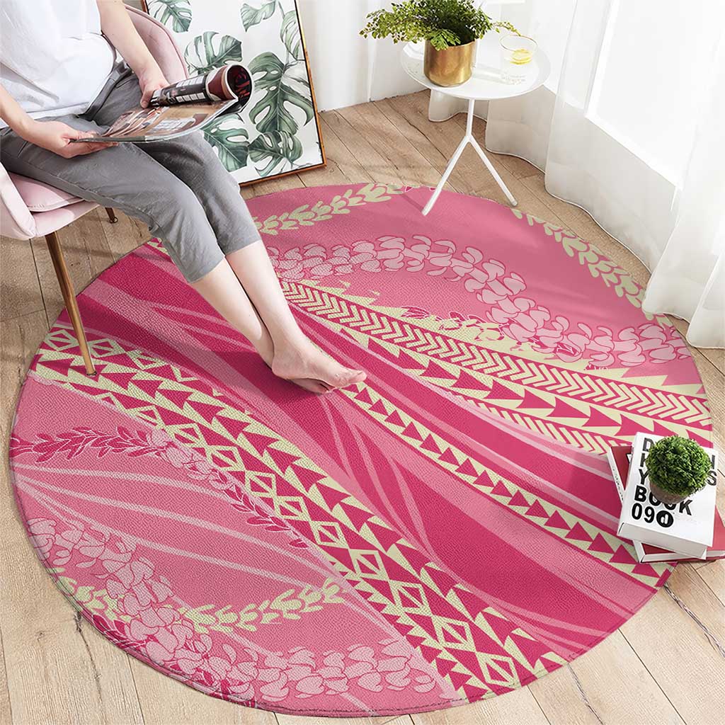 Polynesian Puakeniken Pikake Twisted Lei Round Carpet Rose Pink LT7 - Polynesian Pride
