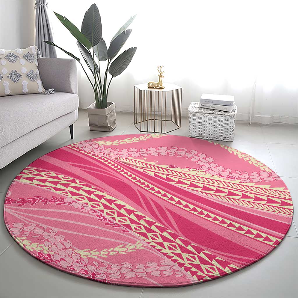 Polynesian Puakeniken Pikake Twisted Lei Round Carpet Rose Pink LT7 - Polynesian Pride