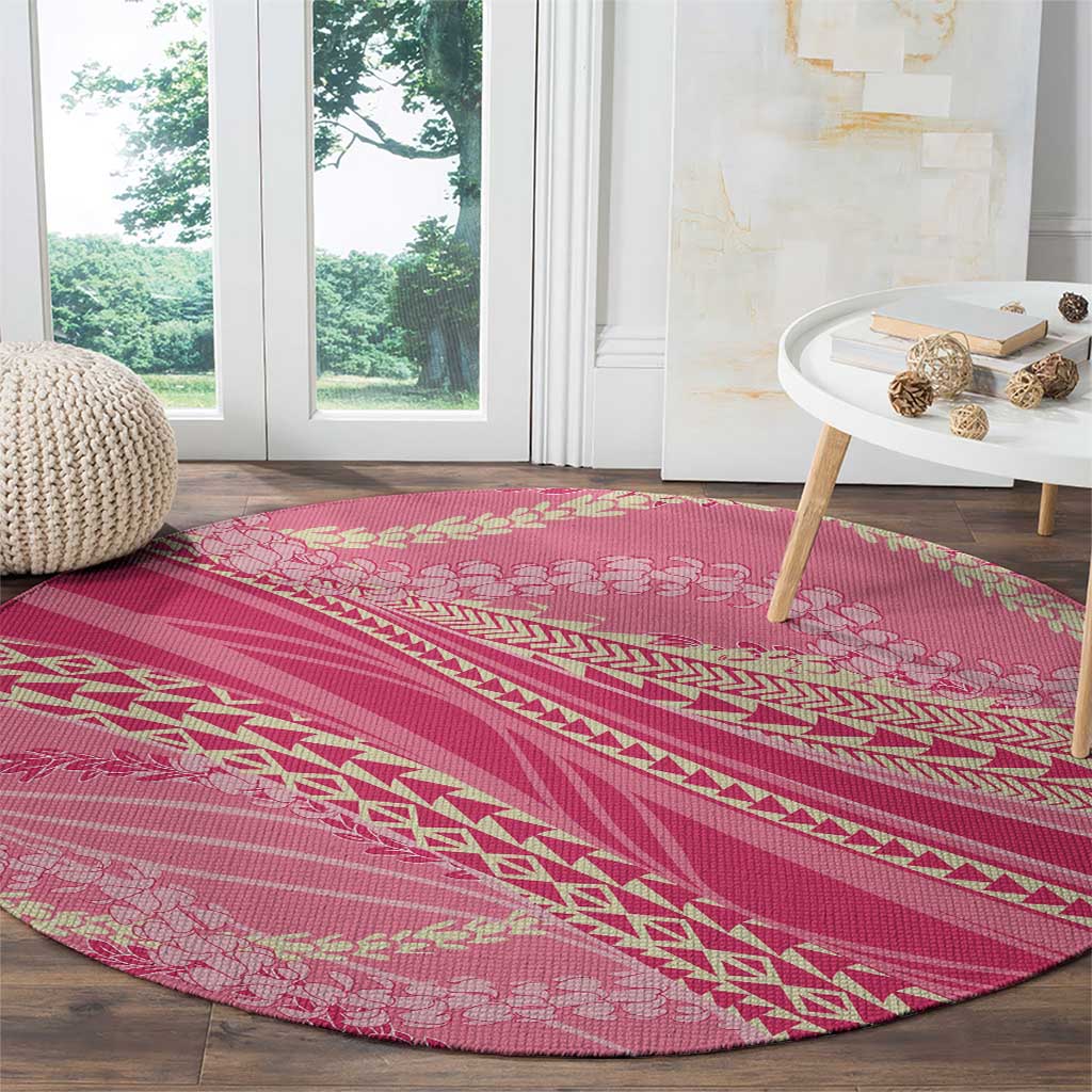 Polynesian Puakeniken Pikake Twisted Lei Round Carpet Rose Pink LT7 - Polynesian Pride
