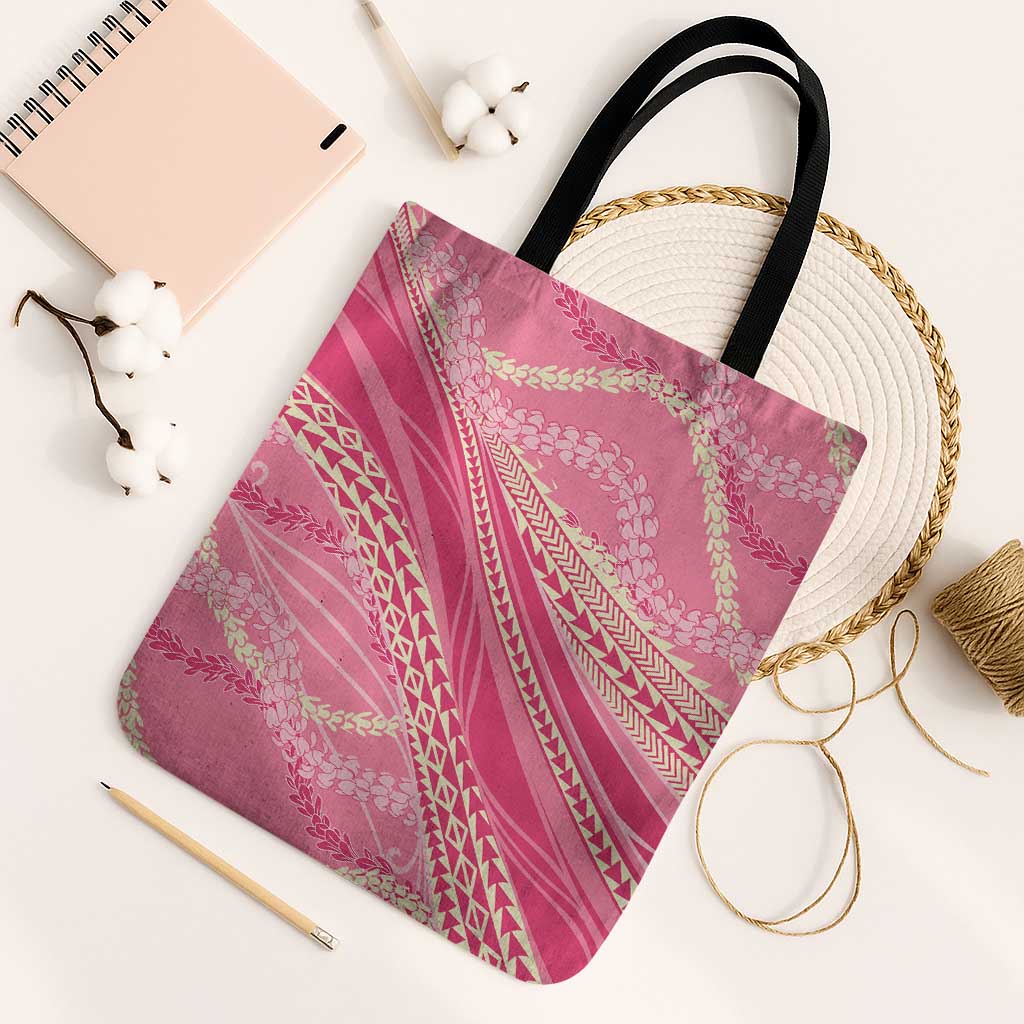 Polynesian Puakeniken Pikake Twisted Lei Tote Bag Rose Pink LT7 Black Strap One Size Rose Pink - Polynesian Pride