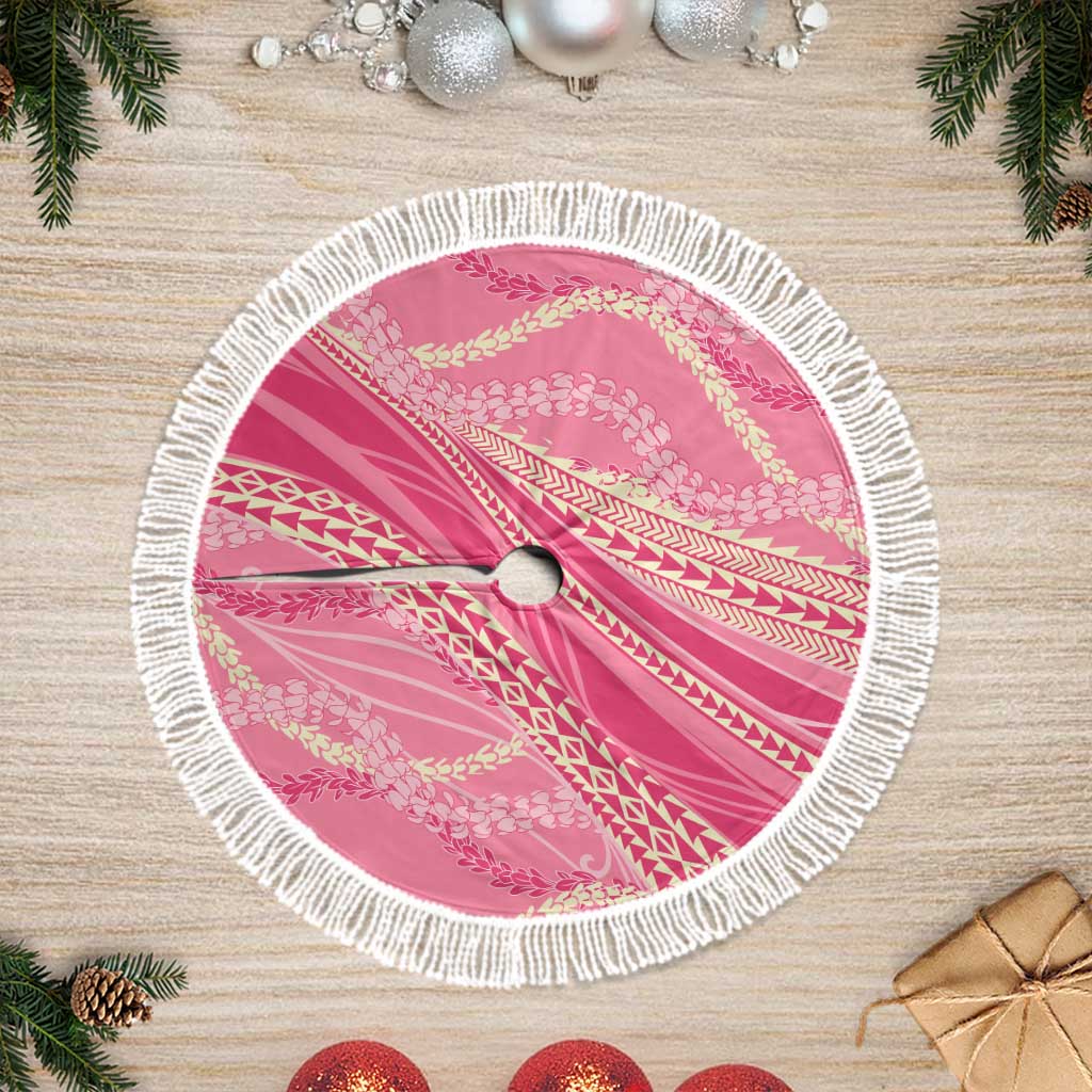 Polynesian Puakeniken Pikake Twisted Lei Tree Skirt Rose Pink LT7 Fringed Rose Pink - Polynesian Pride