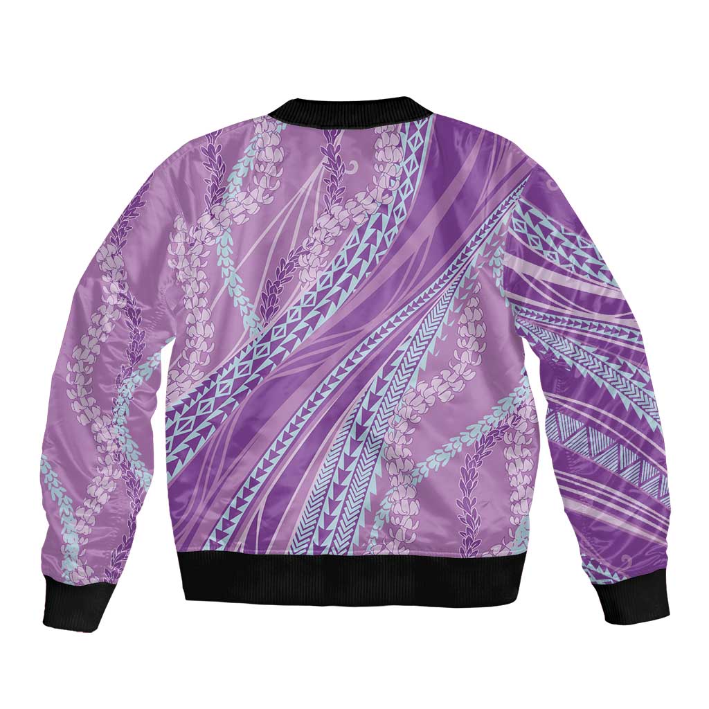 Polynesian Puakeniken Pikake Twisted Lei Bomber Jacket Amethys LT7 - Polynesian Pride