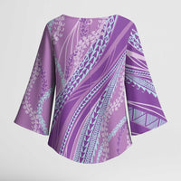 Polynesian Puakeniken Pikake Twisted Lei Kimono Sleeve Blouse Amethys LT7 - Polynesian Pride