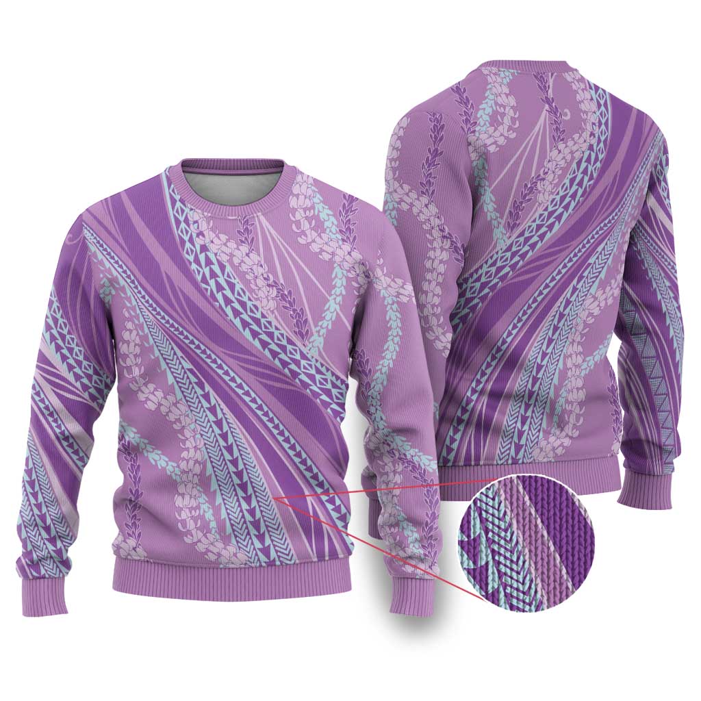 Polynesian Puakeniken Pikake Twisted Lei Ugly Christmas Sweater Amethys LT7 Amethys - Polynesian Pride