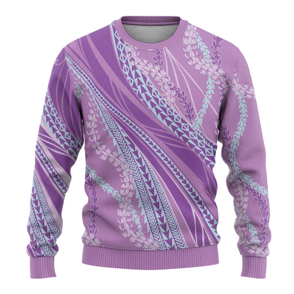 Polynesian Puakeniken Pikake Twisted Lei Ugly Christmas Sweater Amethys LT7 - Polynesian Pride