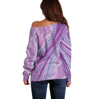 Polynesian Puakeniken Pikake Twisted Lei Off Shoulder Sweater Amethys LT7 - Polynesian Pride