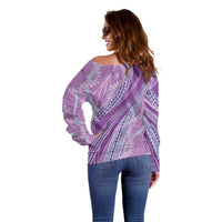 Polynesian Puakeniken Pikake Twisted Lei Off Shoulder Sweater Amethys LT7 - Polynesian Pride
