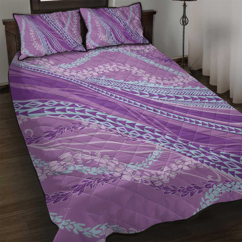 Polynesian Puakeniken Pikake Twisted Lei Quilt Bed Set Amethys LT7 Amethys - Polynesian Pride