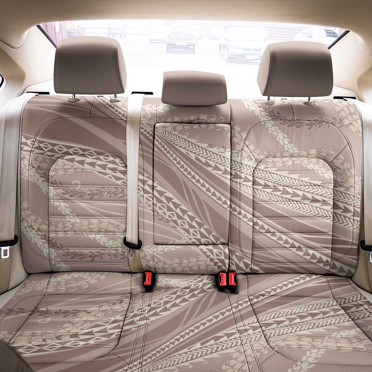 Polynesian Puakeniken Pikake Twisted Lei Back Car Seat Cover Beige LT7 - Polynesian Pride