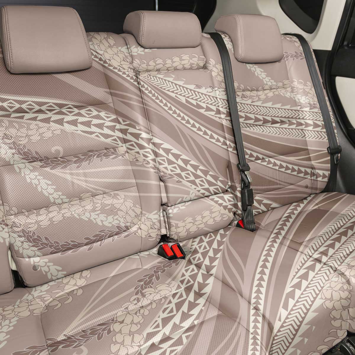Polynesian Puakeniken Pikake Twisted Lei Back Car Seat Cover Beige LT7 - Polynesian Pride