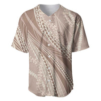 Polynesian Puakeniken Pikake Twisted Lei Baseball Jersey Beige LT7 Beige - Polynesian Pride