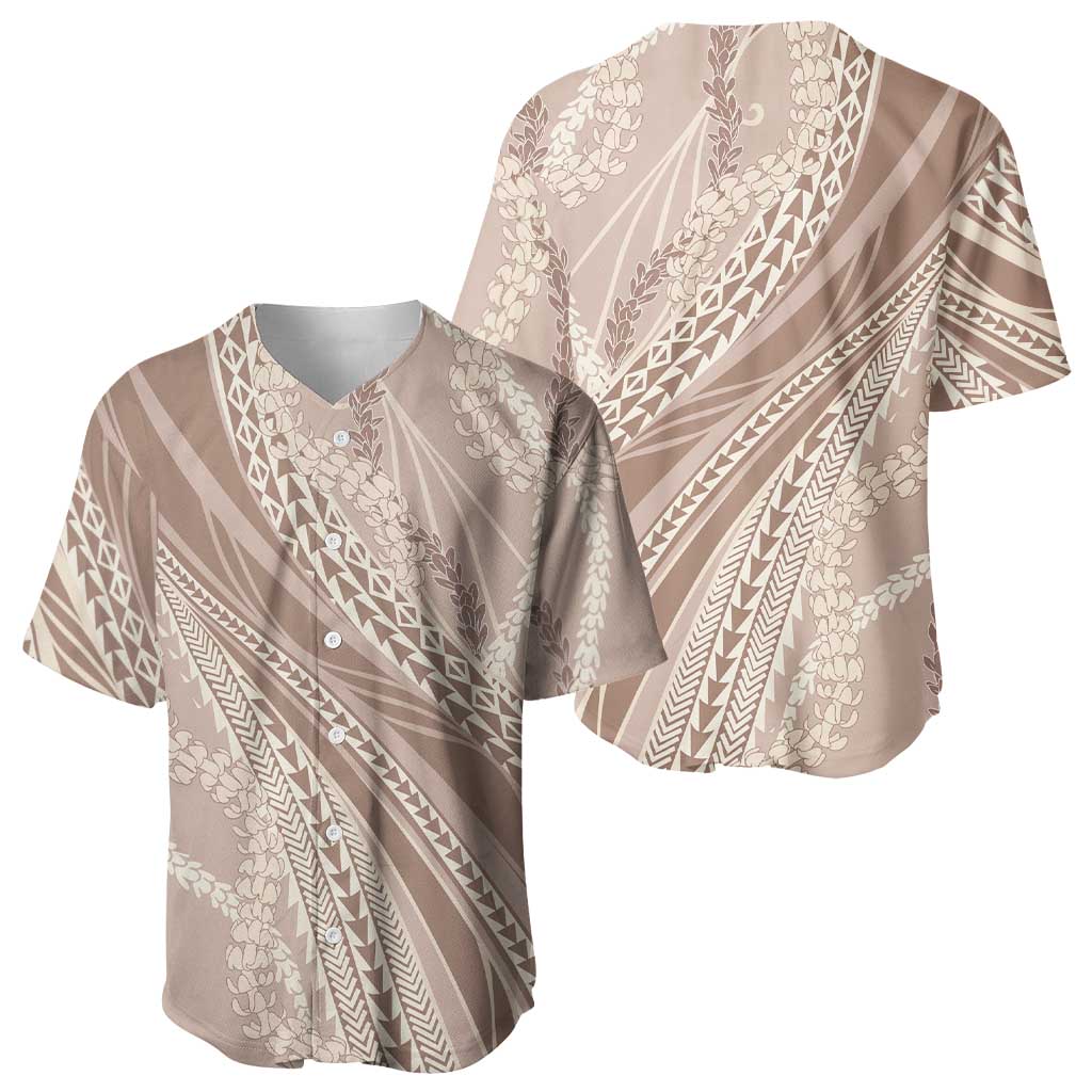 Polynesian Puakeniken Pikake Twisted Lei Baseball Jersey Beige LT7 - Polynesian Pride