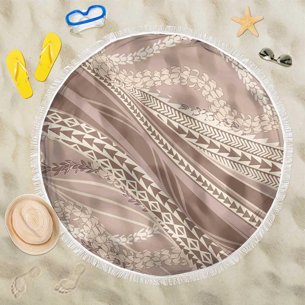 Polynesian Puakeniken Pikake Twisted Lei Beach Blanket Beige LT7 One Size 150cm Beige - Polynesian Pride