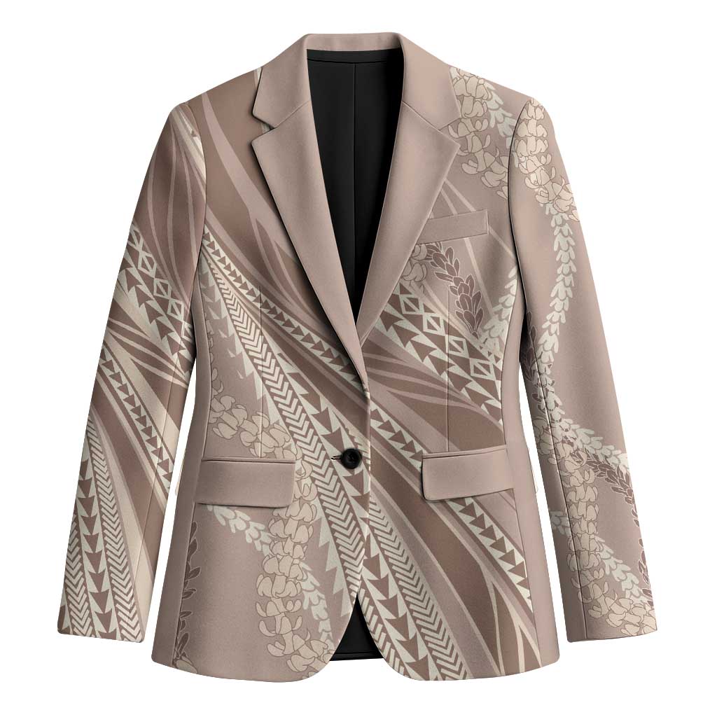 Polynesian Puakeniken Pikake Twisted Lei Blazer Beige LT7 Unisex Beige - Polynesian Pride