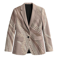 Polynesian Puakeniken Pikake Twisted Lei Blazer Beige LT7 Unisex Beige - Polynesian Pride