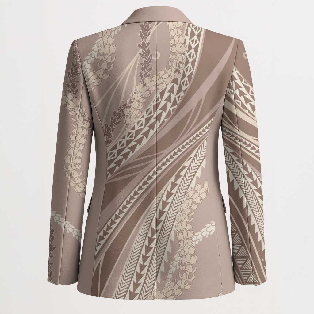 Polynesian Puakeniken Pikake Twisted Lei Blazer Beige LT7 - Polynesian Pride