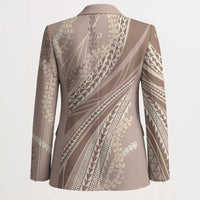 Polynesian Puakeniken Pikake Twisted Lei Blazer Beige LT7 - Polynesian Pride