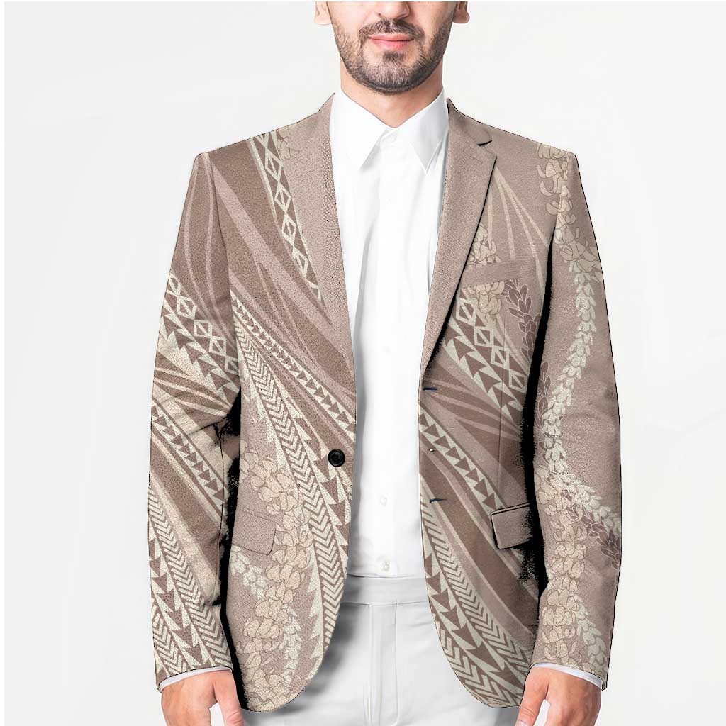 Polynesian Puakeniken Pikake Twisted Lei Blazer Beige LT7 - Polynesian Pride