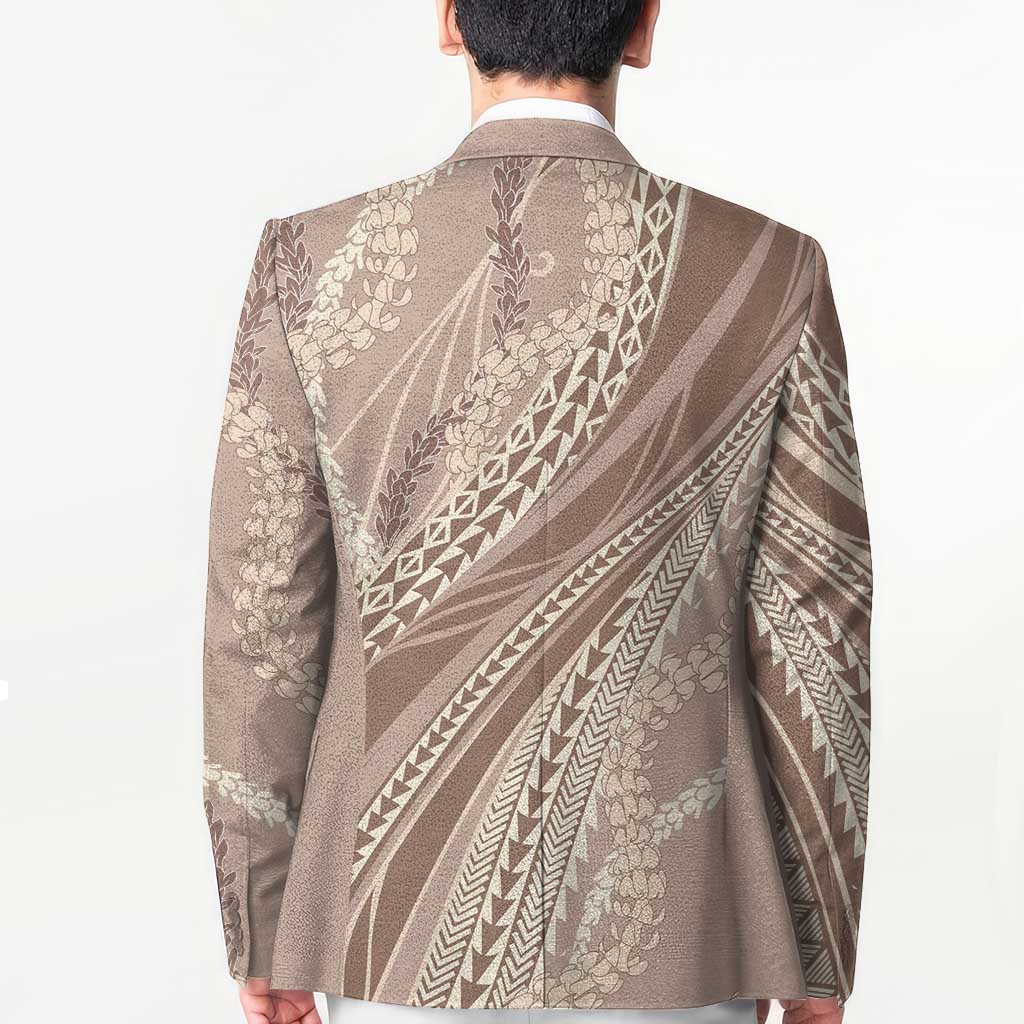 Polynesian Puakeniken Pikake Twisted Lei Blazer Beige LT7 - Polynesian Pride