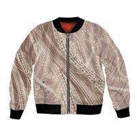 Polynesian Puakeniken Pikake Twisted Lei Bomber Jacket Beige LT7 Unisex Beige - Polynesian Pride
