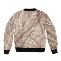 Polynesian Puakeniken Pikake Twisted Lei Bomber Jacket Beige LT7 - Polynesian Pride