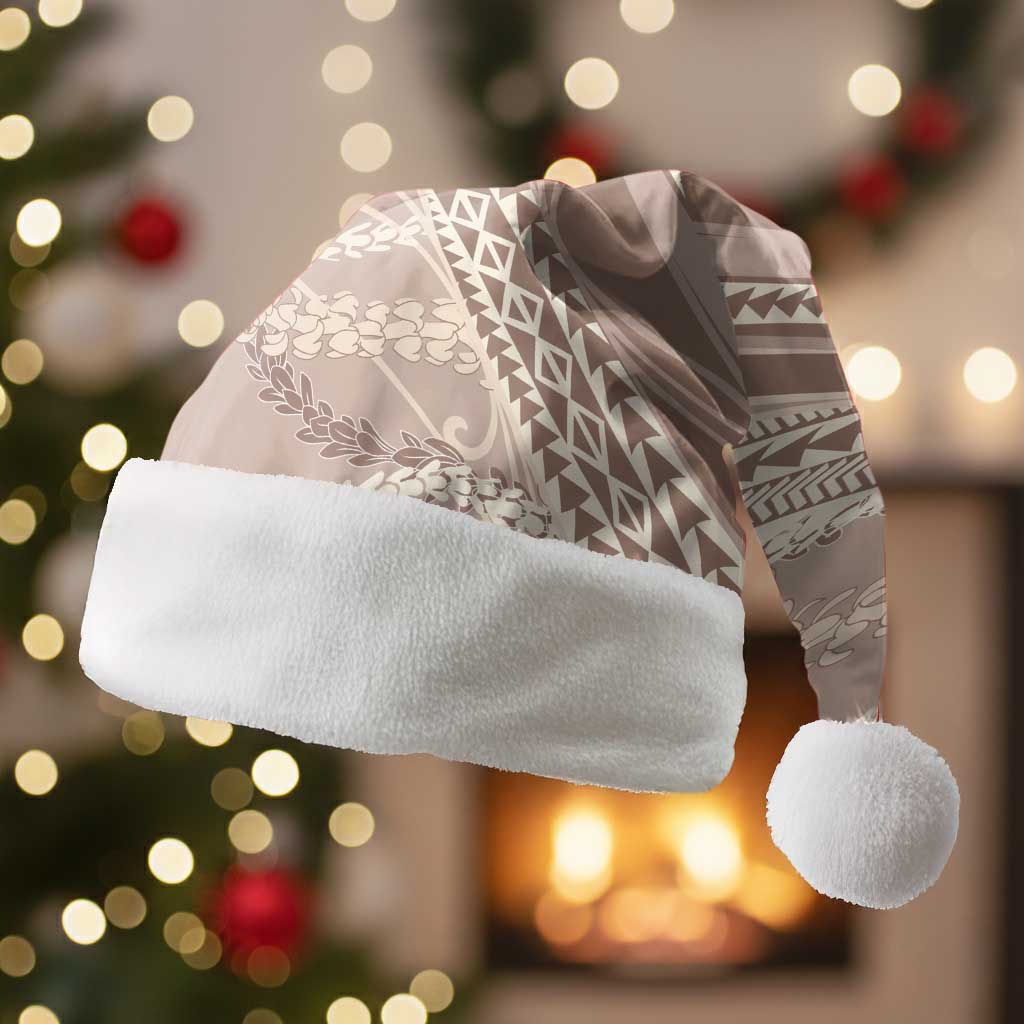 Polynesian Puakeniken Pikake Twisted Lei Christmas Santa Hat Beige LT7 Without Fur Beige - Polynesian Pride