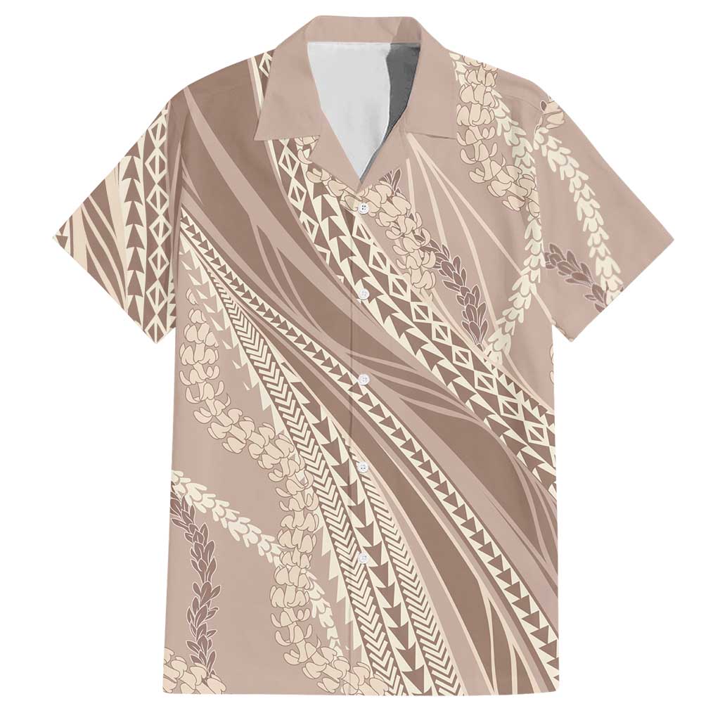 Polynesian Puakeniken Pikake Twisted Lei Hawaiian Shirt Beige LT7 Beige - Polynesian Pride
