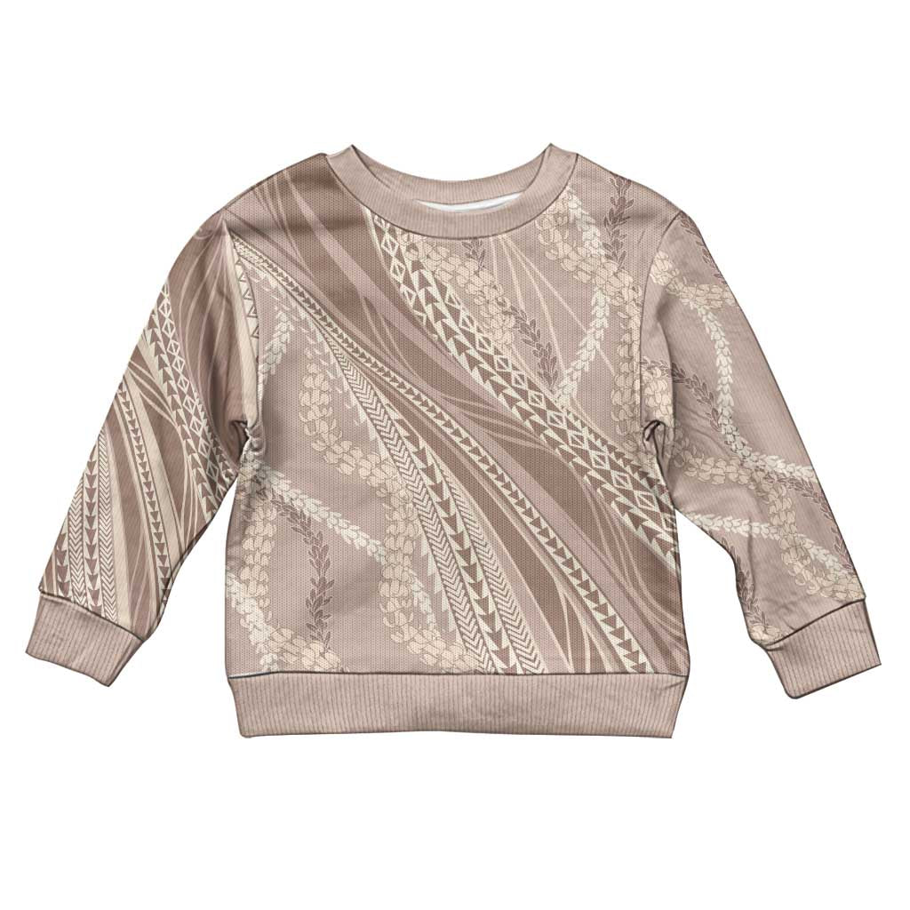 Polynesian Puakeniken Pikake Twisted Lei Kid Ugly Christmas Sweater Beige LT7 Kid Beige - Polynesian Pride