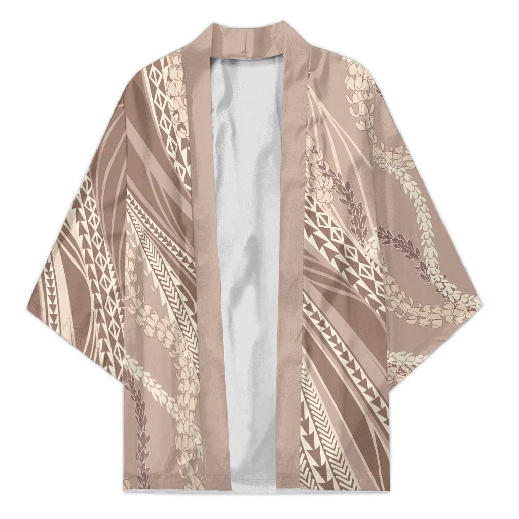 Polynesian Puakeniken Pikake Twisted Lei Kimono Beige LT7 Unisex Beige - Polynesian Pride