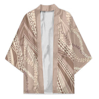 Polynesian Puakeniken Pikake Twisted Lei Kimono Beige LT7 Unisex Beige - Polynesian Pride