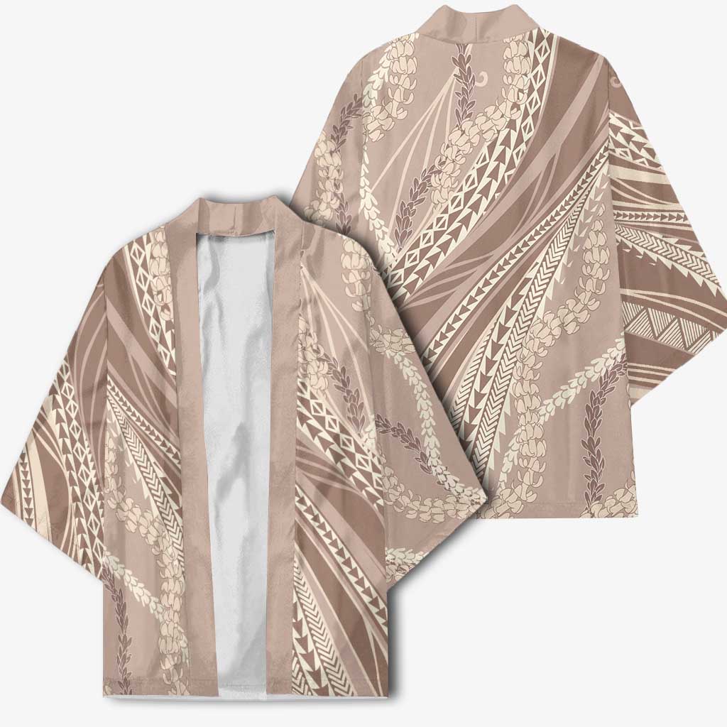Polynesian Puakeniken Pikake Twisted Lei Kimono Beige LT7 - Polynesian Pride
