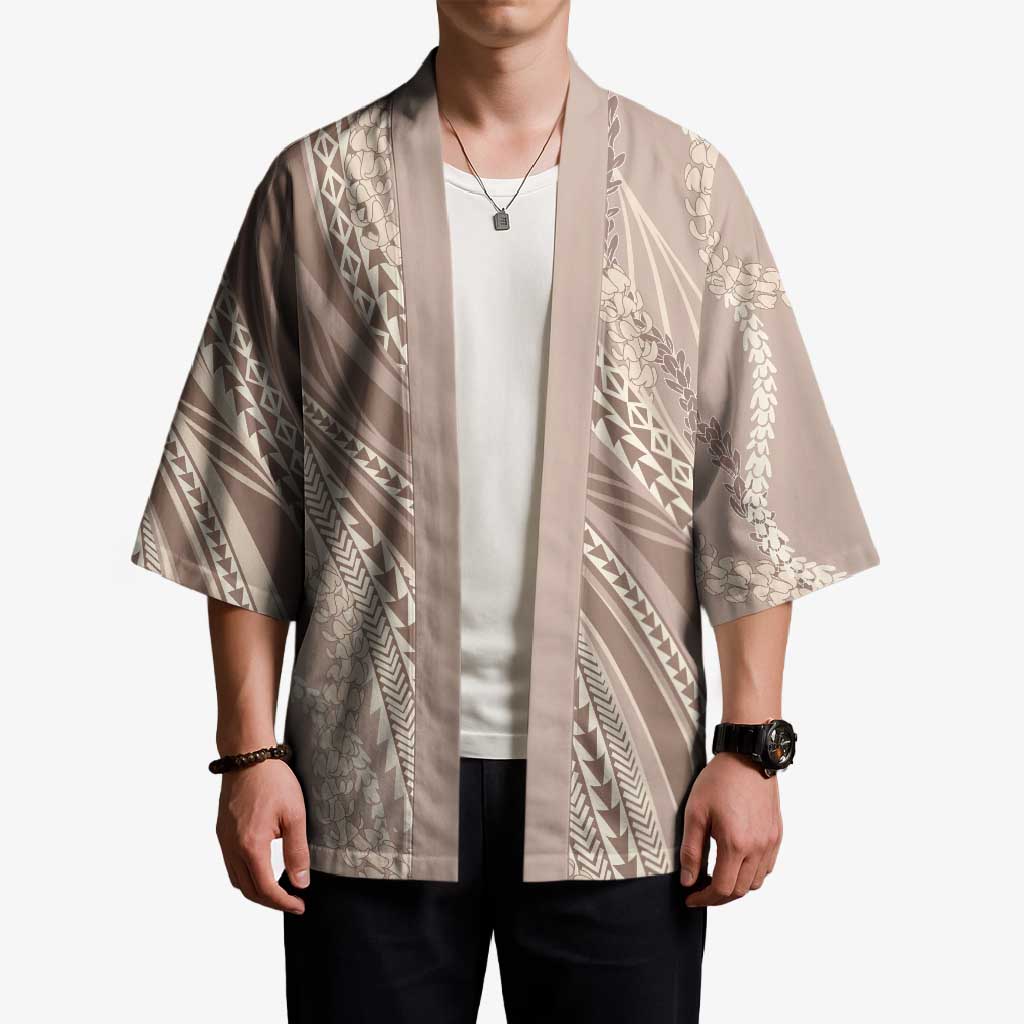 Polynesian Puakeniken Pikake Twisted Lei Kimono Beige LT7 - Polynesian Pride
