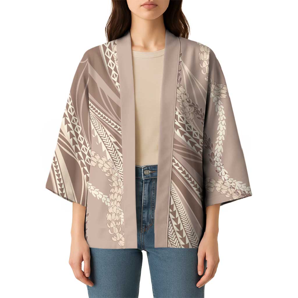 Polynesian Puakeniken Pikake Twisted Lei Kimono Beige LT7 - Polynesian Pride