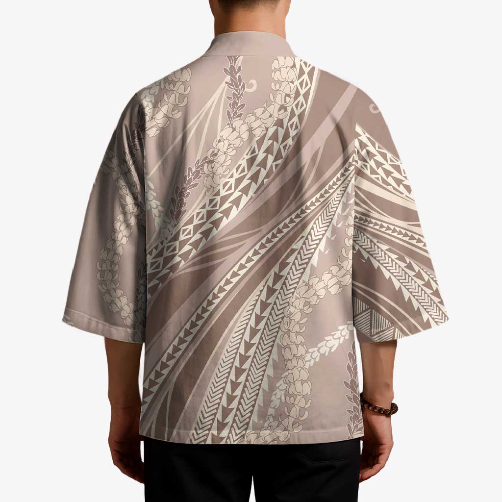Polynesian Puakeniken Pikake Twisted Lei Kimono Beige LT7 - Polynesian Pride