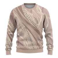 Polynesian Puakeniken Pikake Twisted Lei Ugly Christmas Sweater Beige LT7 - Polynesian Pride