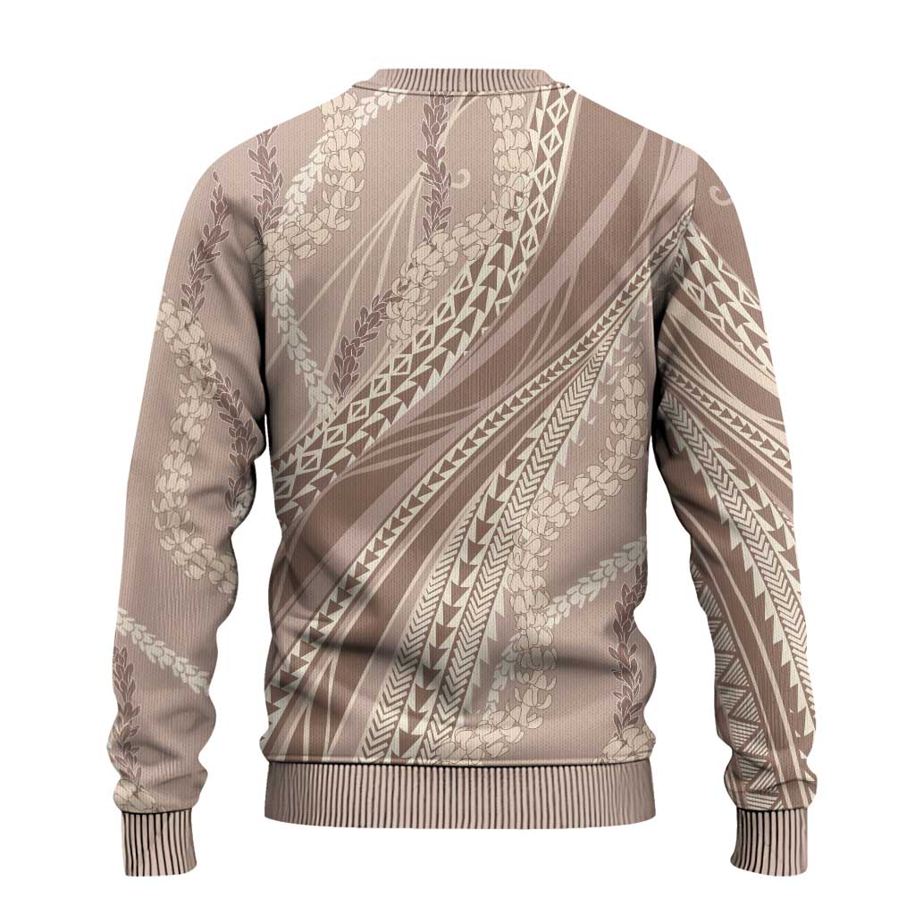 Polynesian Puakeniken Pikake Twisted Lei Ugly Christmas Sweater Beige LT7 - Polynesian Pride