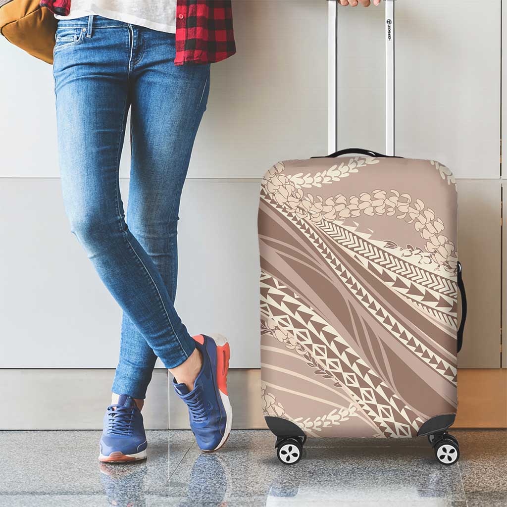 Polynesian Puakeniken Pikake Twisted Lei Luggage Cover Beige LT7 - Polynesian Pride