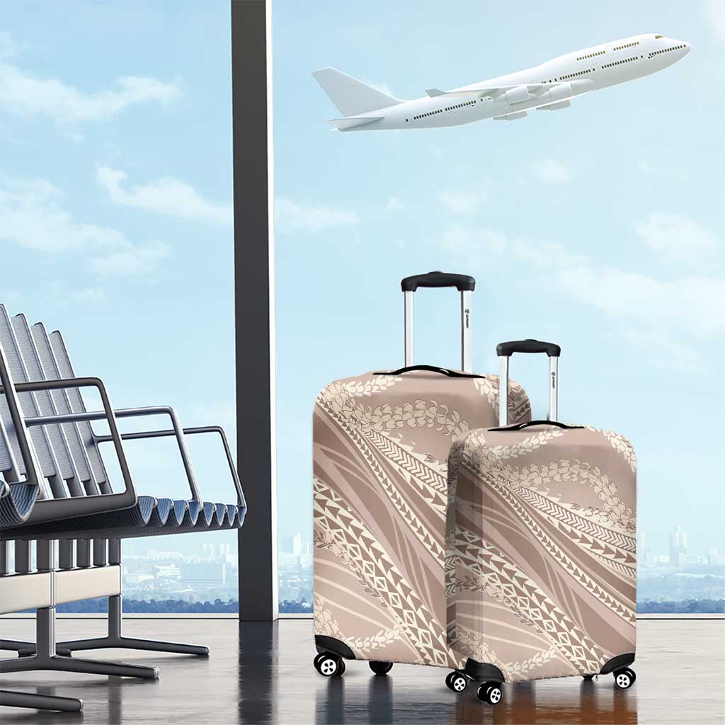 Polynesian Puakeniken Pikake Twisted Lei Luggage Cover Beige LT7 - Polynesian Pride