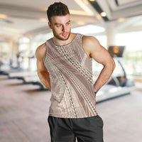Polynesian Puakeniken Pikake Twisted Lei Men Tank Top Beige LT7 Beige - Polynesian Pride