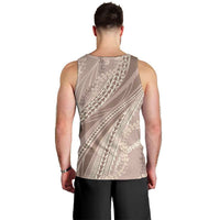 Polynesian Puakeniken Pikake Twisted Lei Men Tank Top Beige LT7 - Polynesian Pride