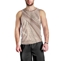 Polynesian Puakeniken Pikake Twisted Lei Men Tank Top Beige LT7 - Polynesian Pride