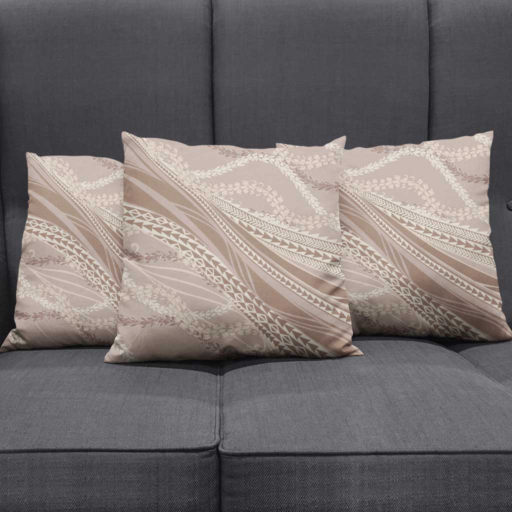 Polynesian Puakeniken Pikake Twisted Lei Pillow Cover Beige LT7 - Polynesian Pride