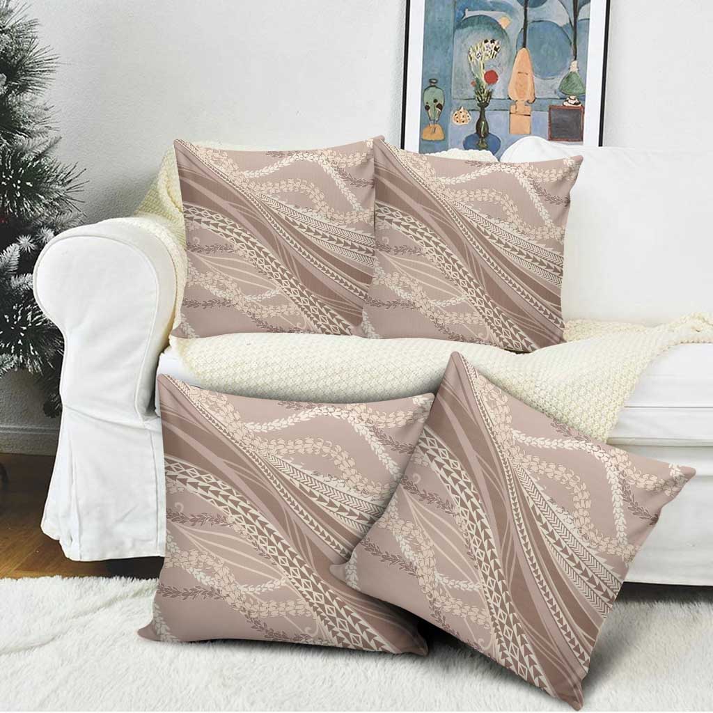 Polynesian Puakeniken Pikake Twisted Lei Pillow Cover Beige LT7 - Polynesian Pride