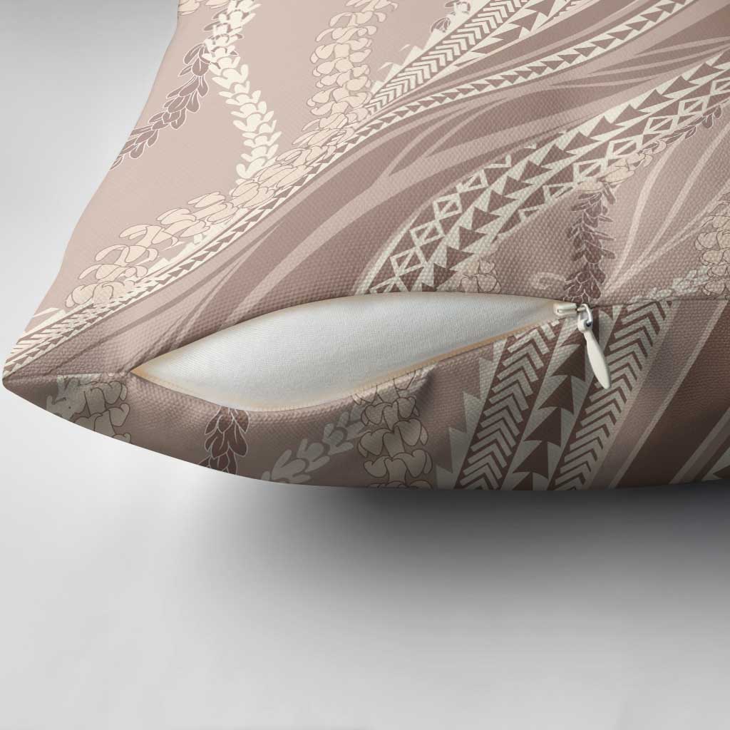 Polynesian Puakeniken Pikake Twisted Lei Pillow Cover Beige LT7 - Polynesian Pride
