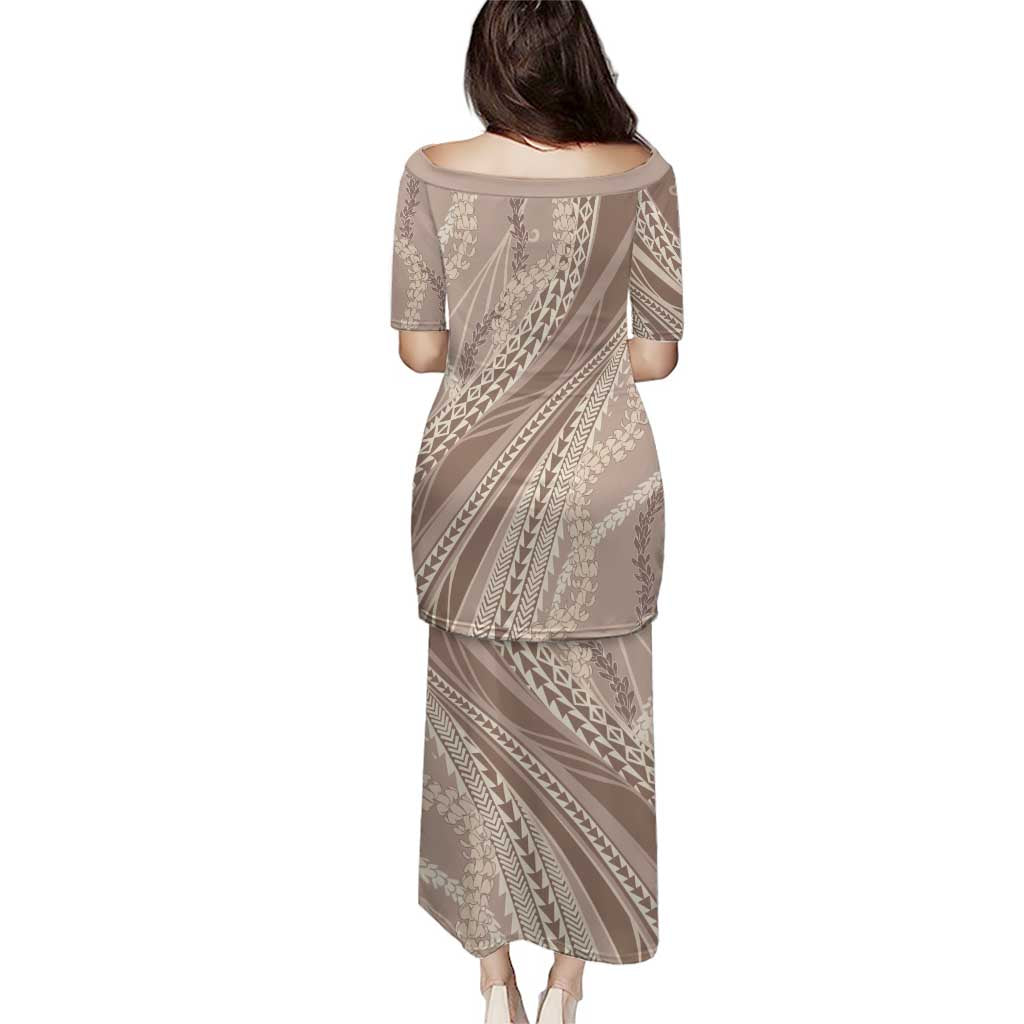 Polynesian Puakeniken Pikake Twisted Lei Puletasi Beige LT7 - Polynesian Pride