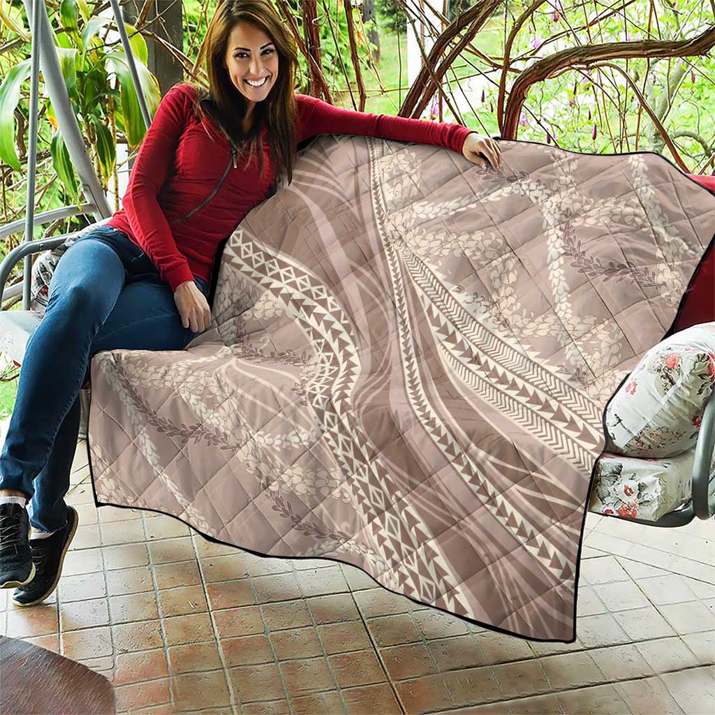 Polynesian Puakeniken Pikake Twisted Lei Quilt Beige LT7 - Polynesian Pride
